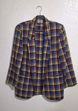 Womens Vintage Rainbow Colorful Houndstooth Blazer 80s Star City Clothing Co